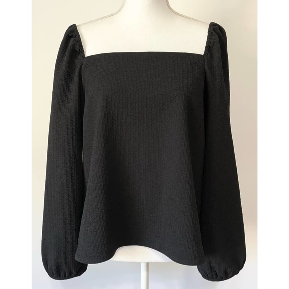 Madewell Crepe Square Neck Puff Sleeve Top Blouse Black Size XL - Picture 4 of 8